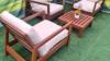 Beautiful outdoor wooden 3 reclining sofa chairs with table