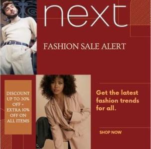 Up To 30% Off + Extra 10% Off On All Next Sale Items With Next Promo Code