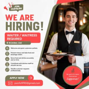 Waiter / Waitress Required in Dubai