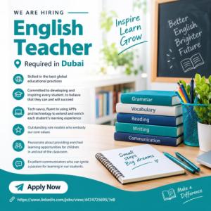 English Teacher Required in Dubai