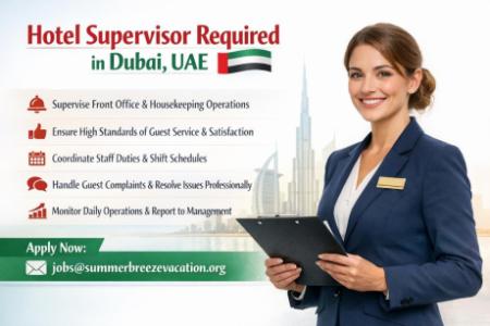 Hotel Supervisor Required in Dubai