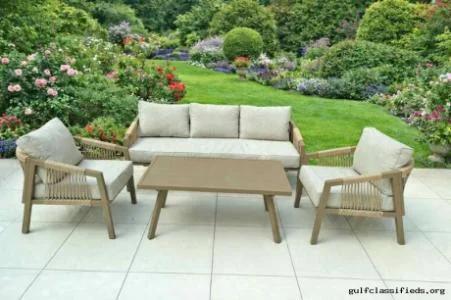 Sofa set aluminium beige rope style