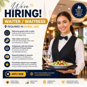 Waiter / Waitress Required in Dubai