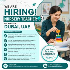 Nursery Teacher Required in Dubai