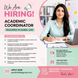 Academic Coordinator Required in Dubai