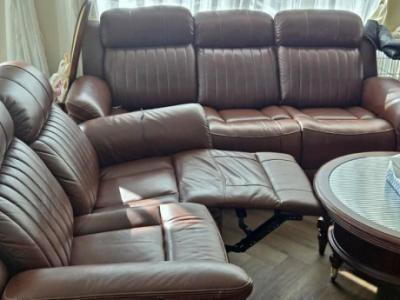 Luxury Top Furniture Genuine Leather Reclining Sofa Set