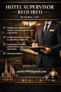 Hotel Supervisor Required in Dubai