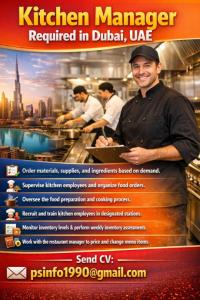 Kitchen Manager Required in Dubai