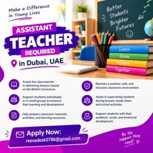 Assistant Teacher Required in Dubai