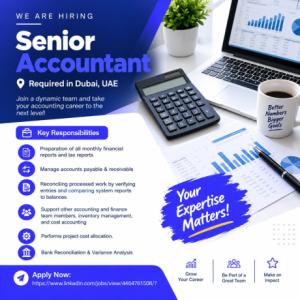 Senior Accountant Required in Dubai