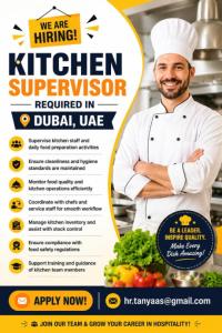 Kitchen Supervisor Required in Dubai