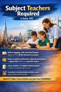 Subject Teachers Required in Dubai