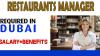 Restaurants Manager Required in Dubai