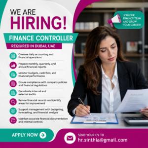 Finance Controller Required in Dubai