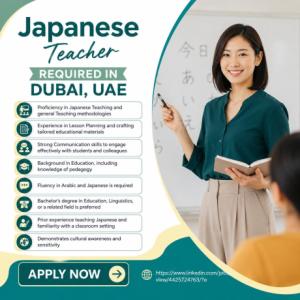 Japanese Teacher Required in Dubai