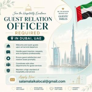 Guest Relation Officer Required in Dubai