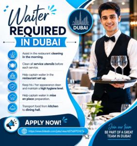 Waiter Required in Dubai