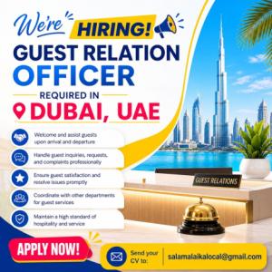 Guest Relation Officer Required in Dubai