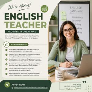 English Teacher Required in Dubai