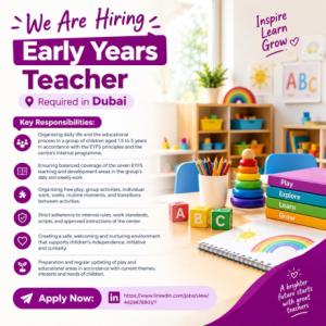 Early Years Teacher Required in Dubai