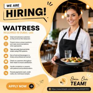 Waitress Required in Dubai