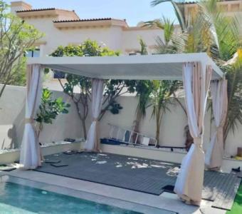 Pergola aluminium white 3×4 with curtains