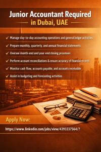Junior Accountant Required in Dubai