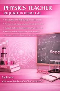 Physics Teacher Required in Dubai