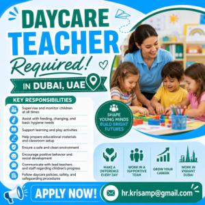Daycare Teacher Required in Dubai