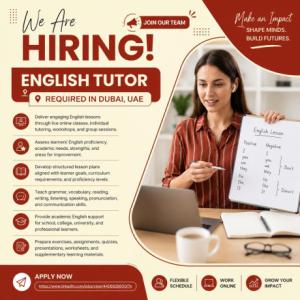 English Tutor Required in Dubai