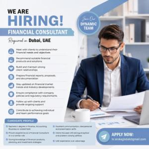 Financial Consultant Required in Dubai